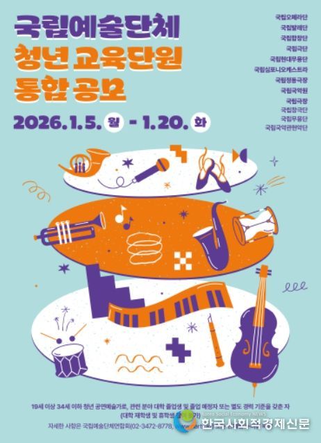 '국립예술단체 청년 교육단원 통합 공모' 포스터